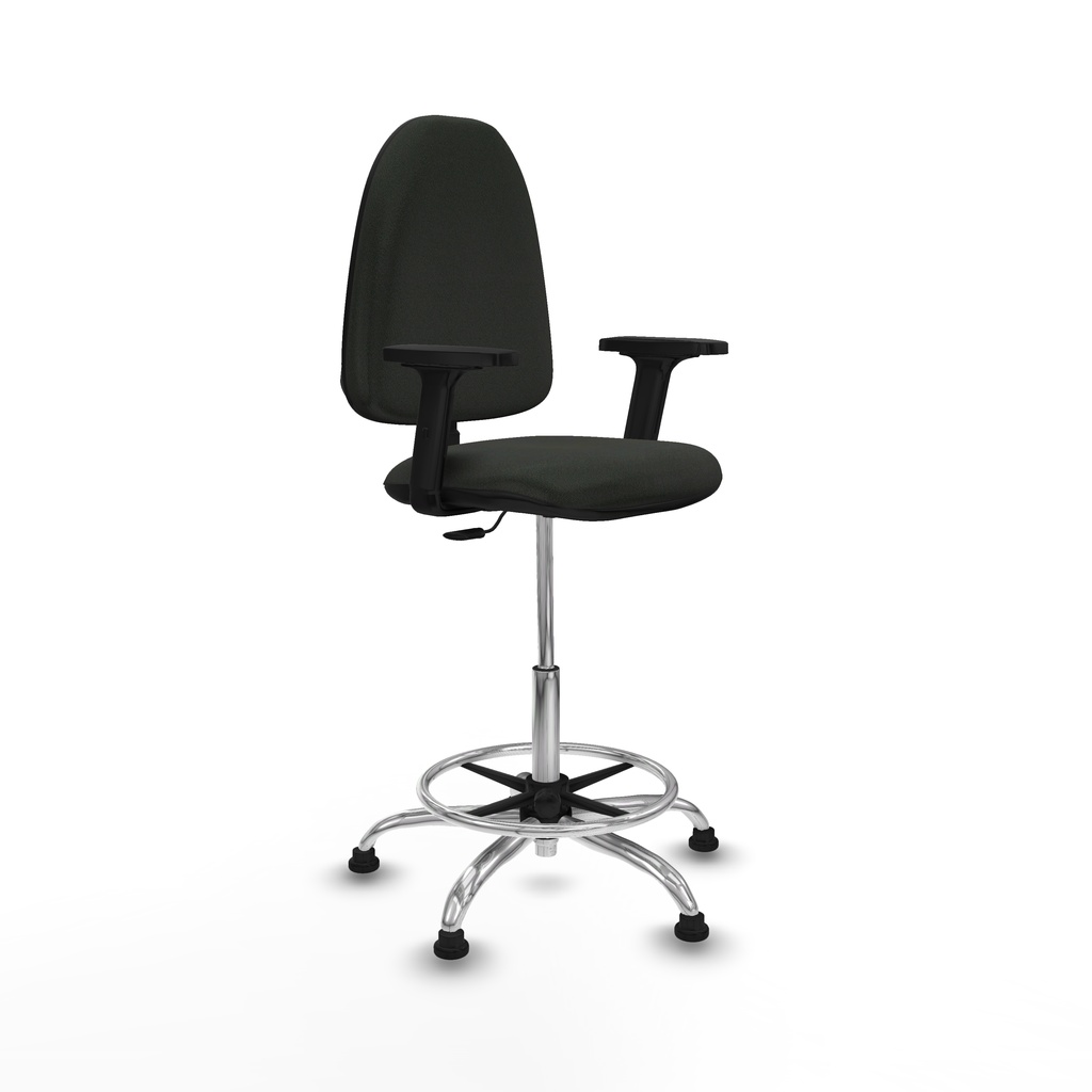 Taburete Aýna CP bali negro brazos 2D base cromada topes