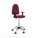 Taburete Aýna CP bali granate brazos 1D base cromada ruedas autofrenantes 50mm