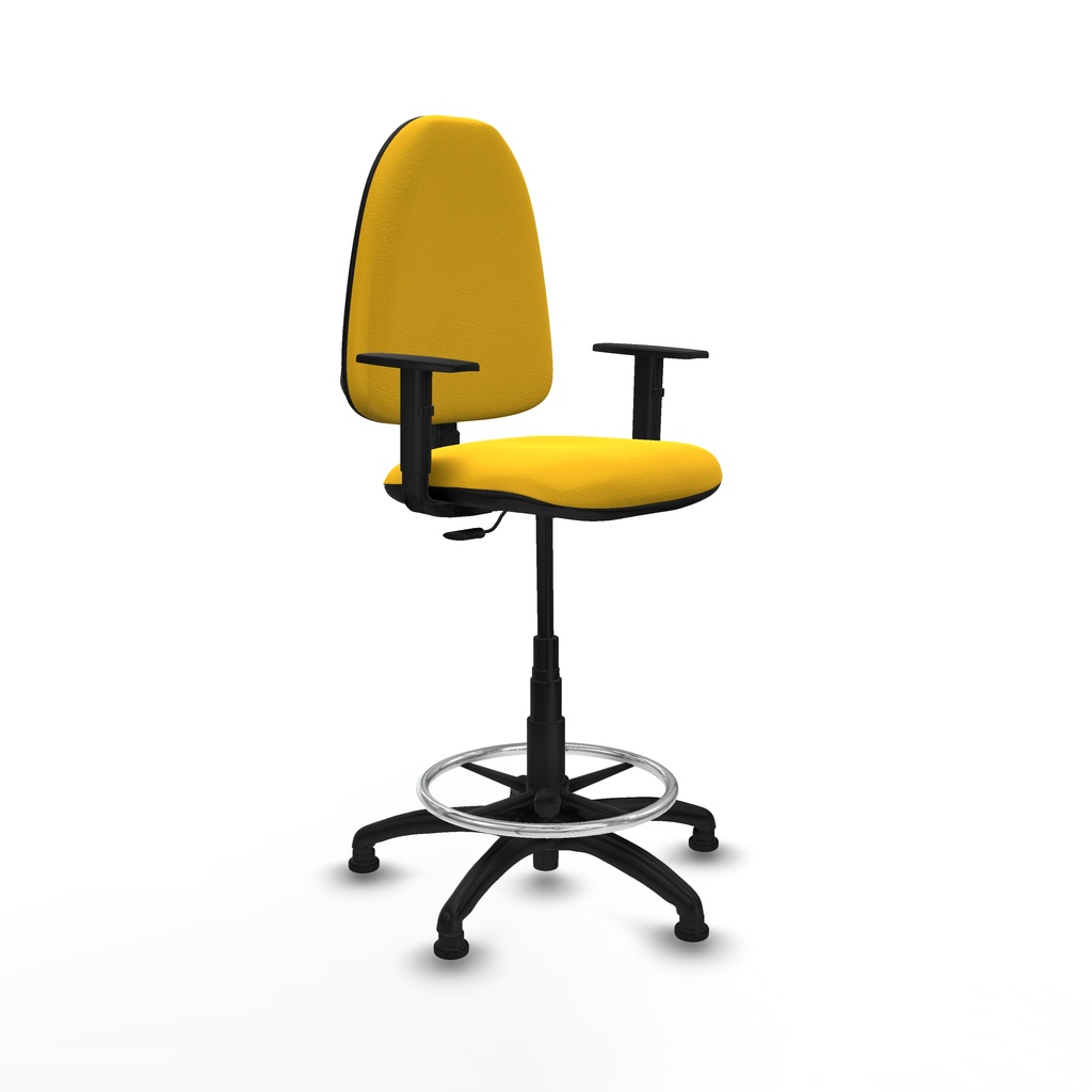 Taburete Aýna CP similpiel amarillo brazos 1D base poliamida topes
