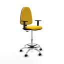 Taburete Aýna CP similpiel amarillo brazos 1D base cromada ruedas nailon 50mm