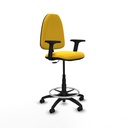 Taburete Aýna CP similpiel amarillo brazos 2D base poliamida ruedas engomadas 50mm