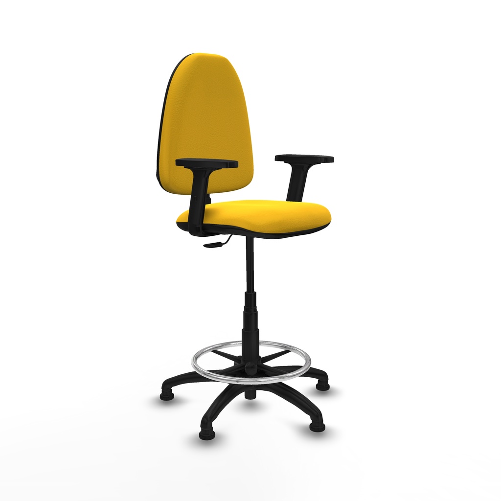 Taburete Aýna CP similpiel amarillo brazos 2D base poliamida topes