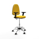 Taburete Aýna CP similpiel amarillo brazos 2D base cromada ruedas nailon 50mm