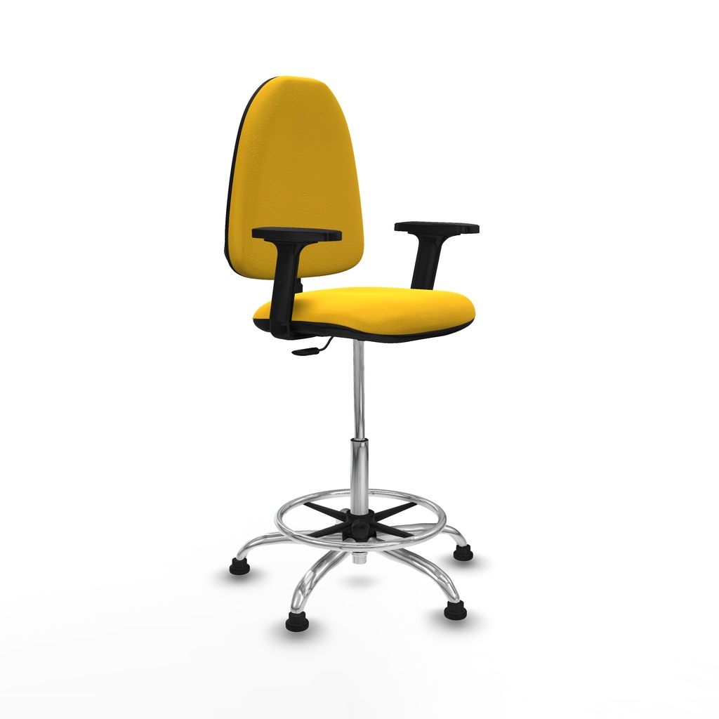 Taburete Aýna CP similpiel amarillo brazos 2D base cromada topes