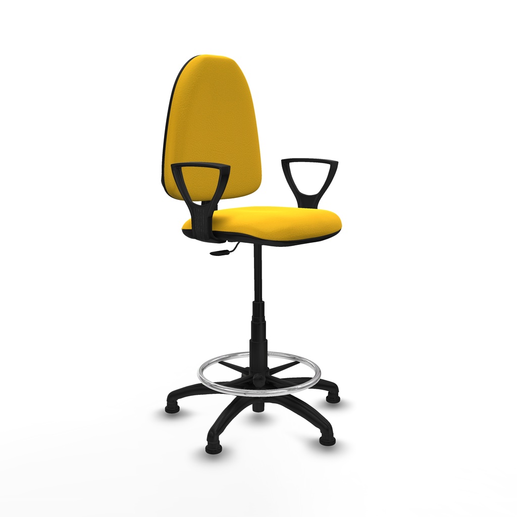 Taburete Aýna CP similpiel amarillo brazos fijos base poliamida topes