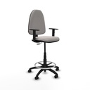 Taburete Aýna CP similpiel blanco brazos 1D base poliamida ruedas autofrenantes 50mm