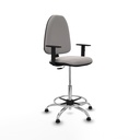 Taburete Aýna CP similpiel blanco brazos 1D base cromada topes