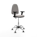 Taburete Aýna CP similpiel blanco brazos 2D base cromada topes