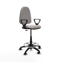 Taburete Aýna CP similpiel blanco brazos fijos base poliamida ruedas engomadas 50mm