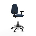 Taburete Aýna CP similpiel azul marino brazos 2D base poliamida ruedas engomadas 50mm