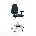 Taburete Aýna CP similpiel azul marino brazos 2D base cromada topes