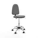 Taburete Aýna CP similpiel gris base cromada ruedas engomadas 50mm