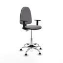Taburete Aýna CP similpiel gris brazos 1D base cromada topes