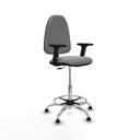 Taburete Aýna CP similpiel gris brazos 2D base cromada topes