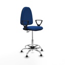 Taburete Aýna CP similpiel azul brazos fijos base cromada topes