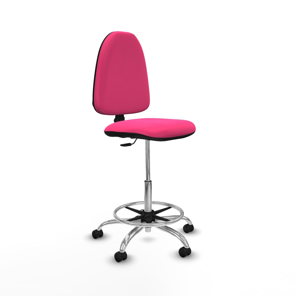 Taburete Aýna CP similpiel rosa base cromada ruedas engomadas 50mm