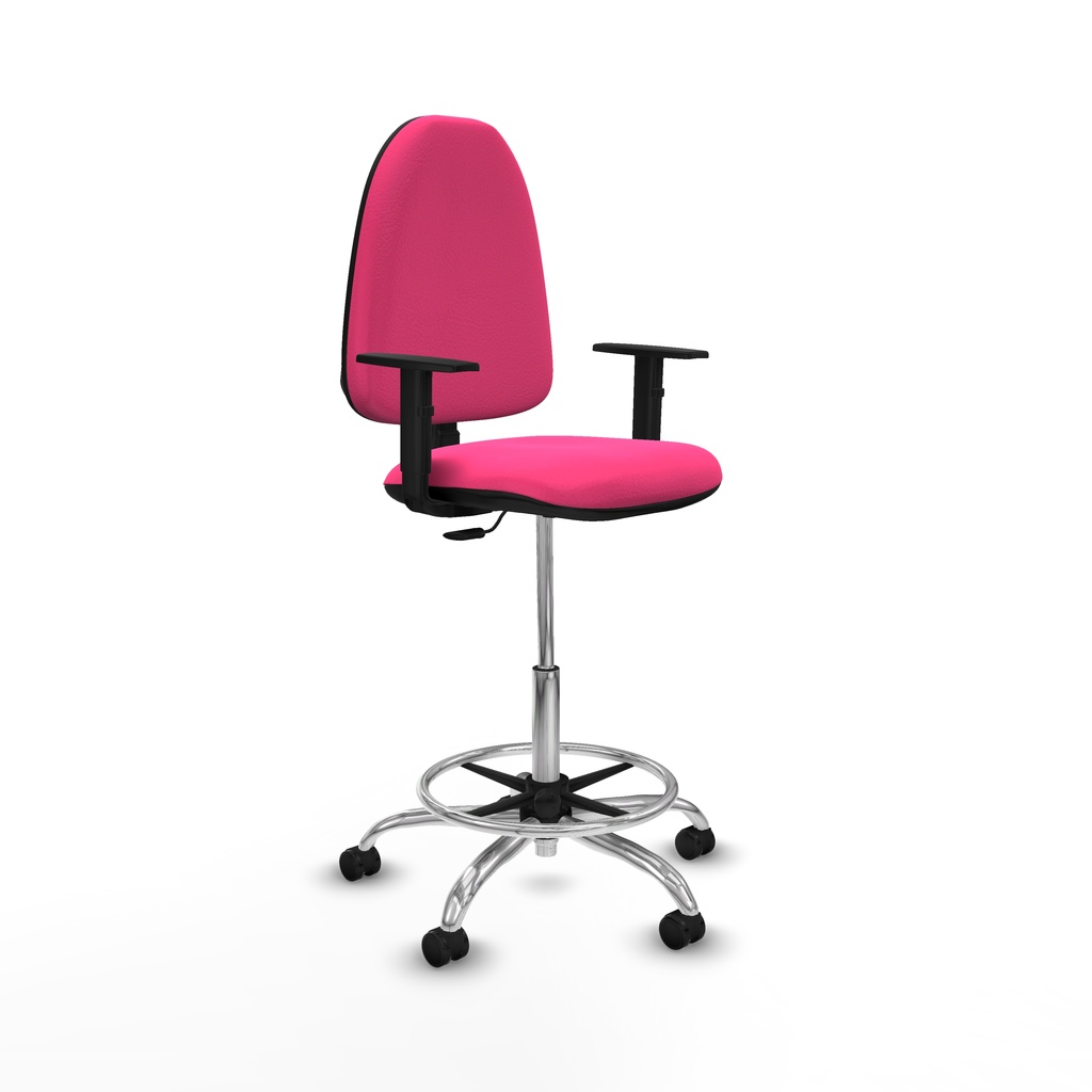 Taburete Aýna CP similpiel rosa brazos 1D base cromada ruedas engomadas 50mm