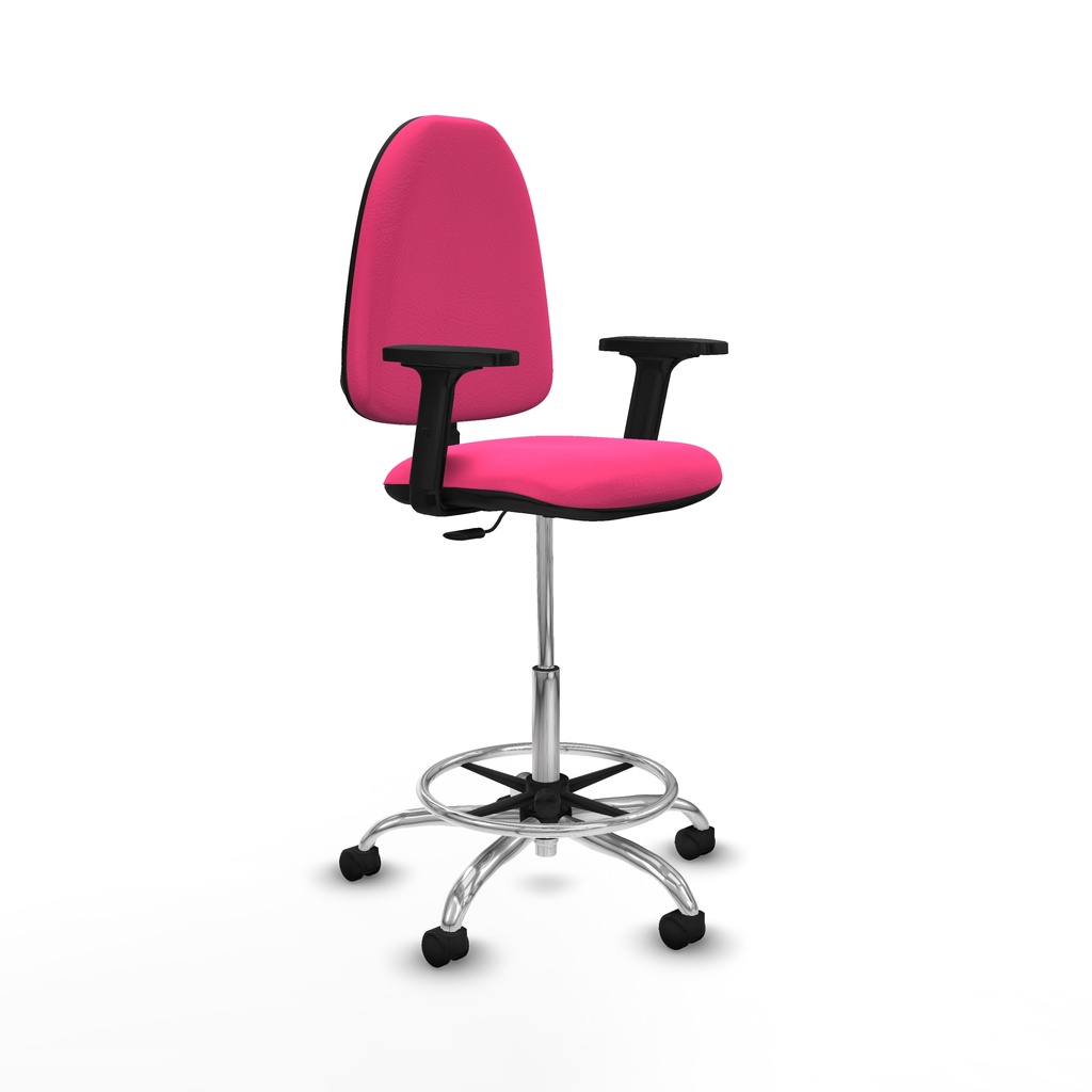 Taburete Aýna CP similpiel rosa brazos 2D base cromada ruedas nailon 50mm