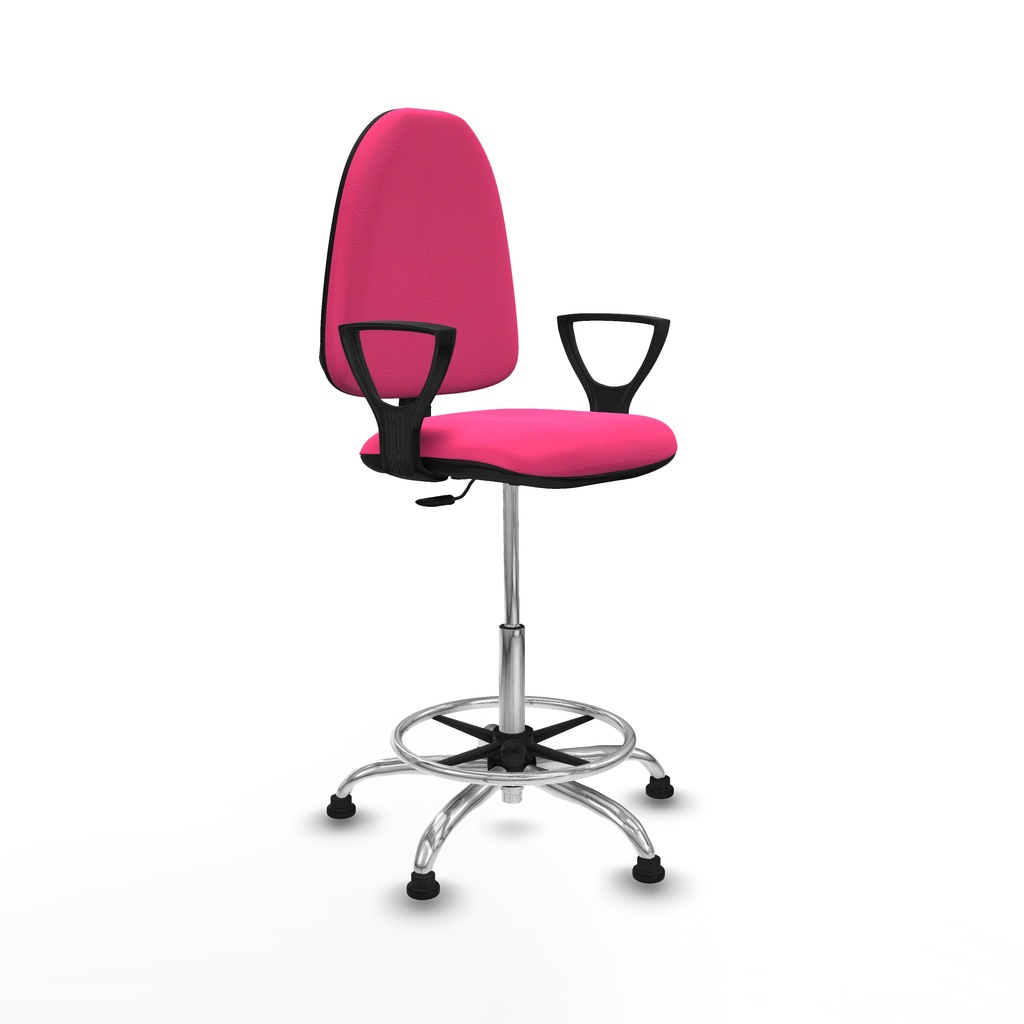 Taburete Aýna CP similpiel rosa brazos fijos base cromada topes