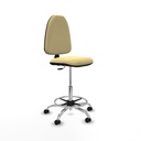 Taburete Aýna CP similpiel crema base cromada ruedas engomadas 50mm