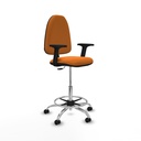 Taburete Aýna CP similpiel naranja brazos 2D base cromada ruedas engomadas 50mm