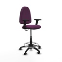 Taburete Aýna CP similpiel morado brazos 2D base poliamida ruedas autofrenantes 50mm