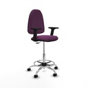 Taburete Aýna CP similpiel morado brazos 2D base cromada ruedas nailon 50mm