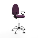 Taburete Aýna CP similpiel morado brazos fijos base cromada topes