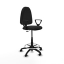 Taburete Aýna CP similpiel negro brazos fijos base poliamida ruedas engomadas 50mm