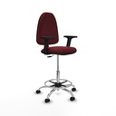 Taburete Aýna CP similpiel granate brazos 2D base cromada ruedas engomadas 50mm