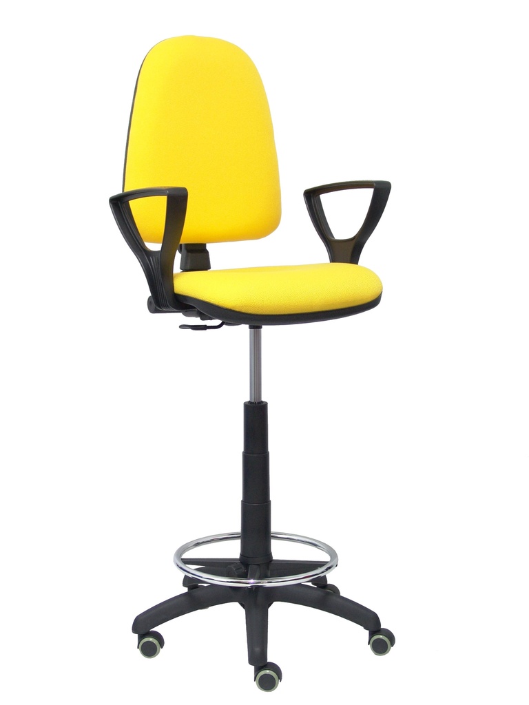 Taburete Aýna bali amarillo brazos fijos ruedas de parqué