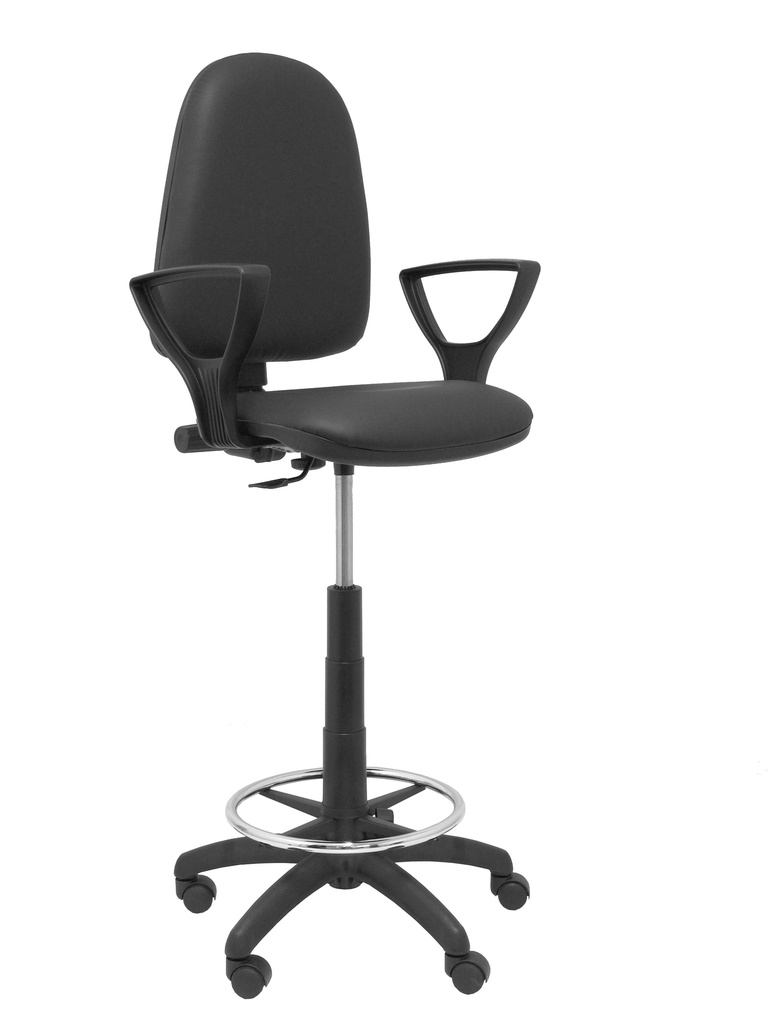 Taburete Aýna similpiel negro con brazos