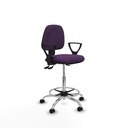 Taburete Isso AS bali morado brazos fijos base cromada ruedas autofrenantes 50mm