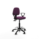 Taburete Isso AS similpiel morado brazos fijos base poliamida ruedas autofrenantes 50mm