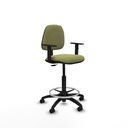 Taburete Isso CP bali verde oliva brazos 1D base poliamida ruedas autofrenantes 50mm