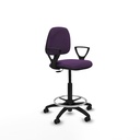 Taburete Isso CP bali morado brazos fijos base poliamida ruedas autofrenantes 50mm