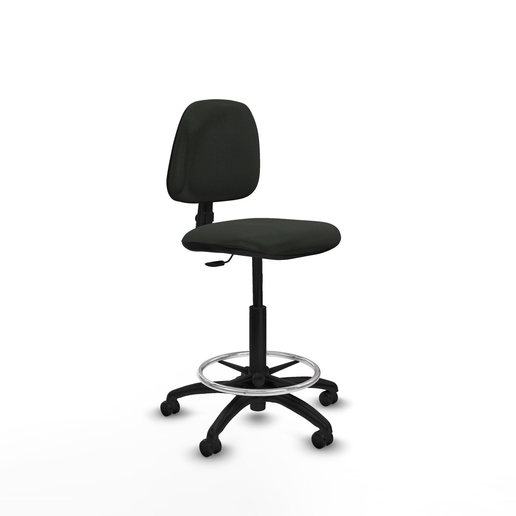 Taburete Isso CP bali negro sin brazos base poliamida ruedas autofrenantes 50mm