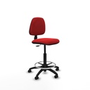 Taburete Isso CP similpiel rojo sin brazos base poliamida ruedas autofrenantes 50mm