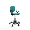 Taburete Isso CP similpiel turquesa brazos fijos base poliamida ruedas engomadas 50mm