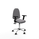 Aýna AS similpiel gris brazos 2D base cromada ruedas nailon 50mm