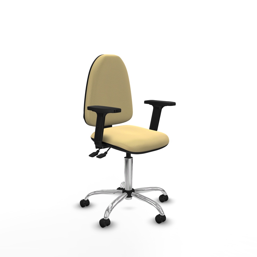 Aýna AS similpiel crema brazos 2D base cromada ruedas engomadas 50mm