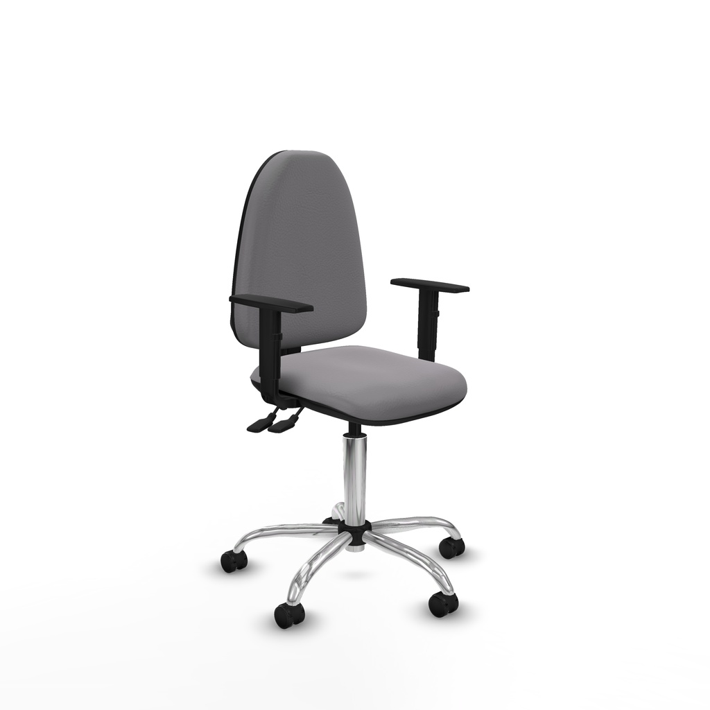 Aýna CPDM similpiel gris brazos 1D base cromada ruedas autofrenantes 50mm