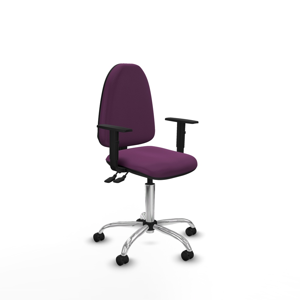 Aýna CPDM similpiel morado brazos 1D base cromada ruedas autofrenantes 50mm