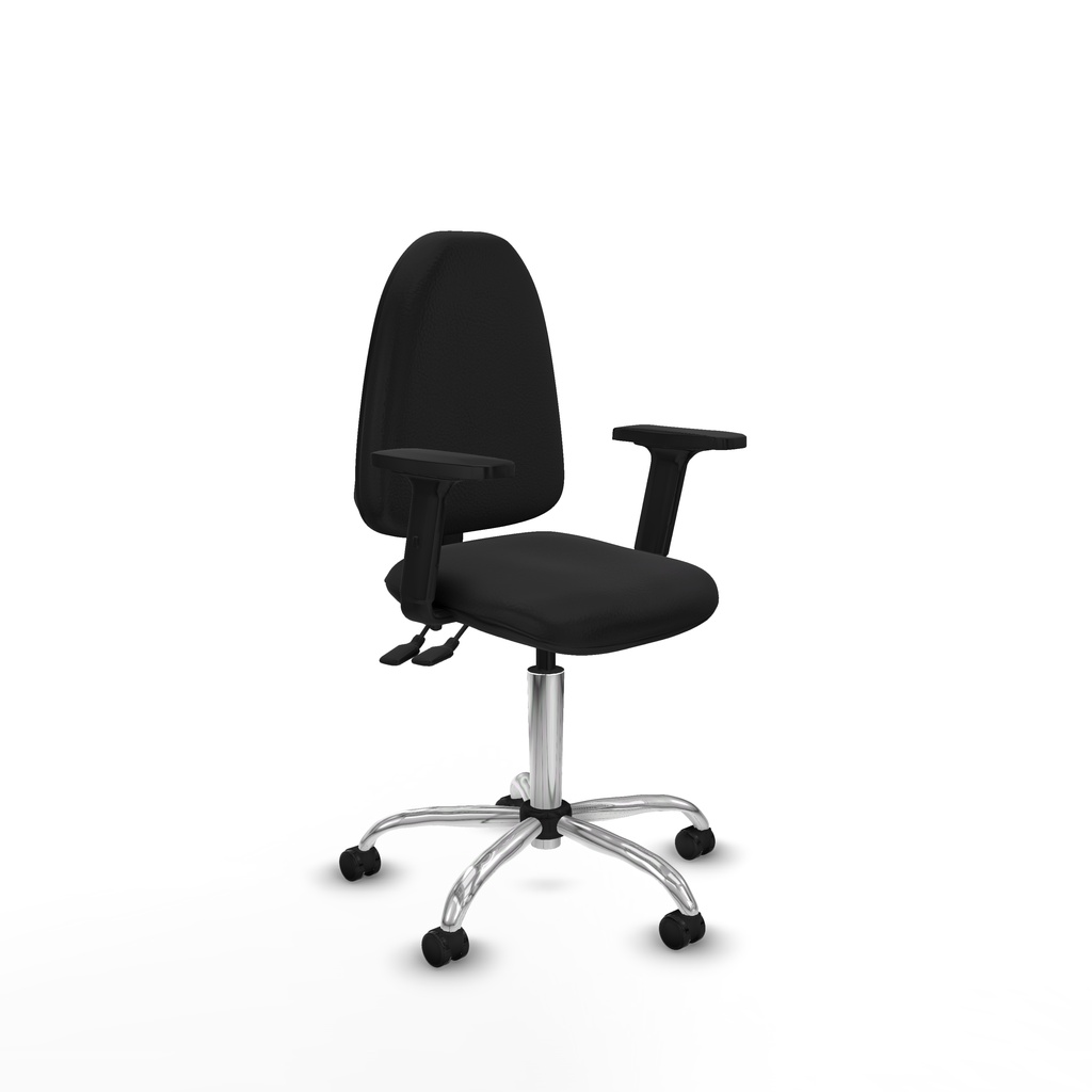 Aýna CPDM similpiel negro brazos 2D base cromada ruedas engomadas 50mm