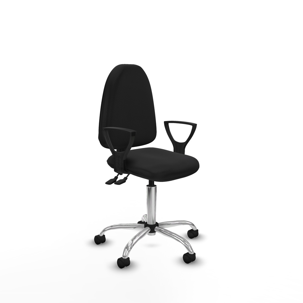 Aýna CPDM similpiel negro brazos fijos base cromada ruedas nailon 50mm