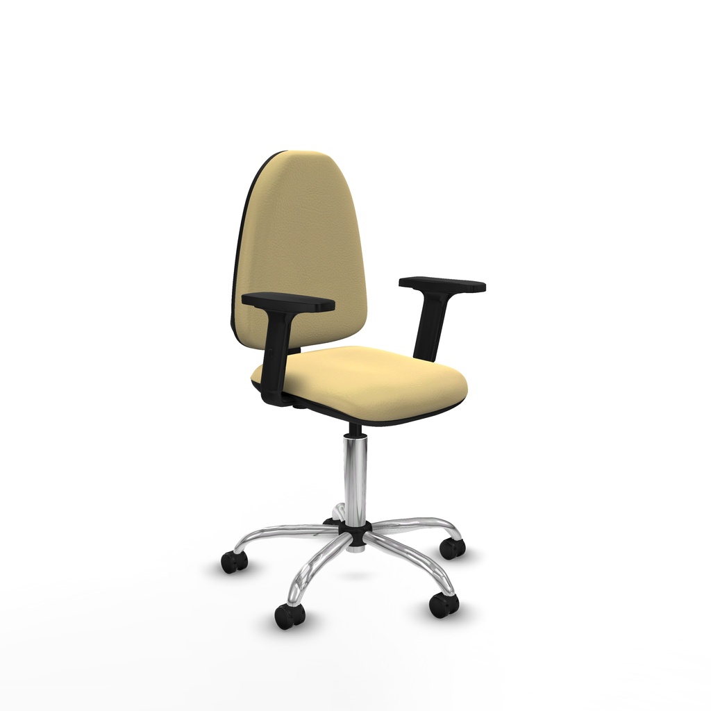 Aýna CP similpiel crema brazos 2D base cromada ruedas engomadas 50mm