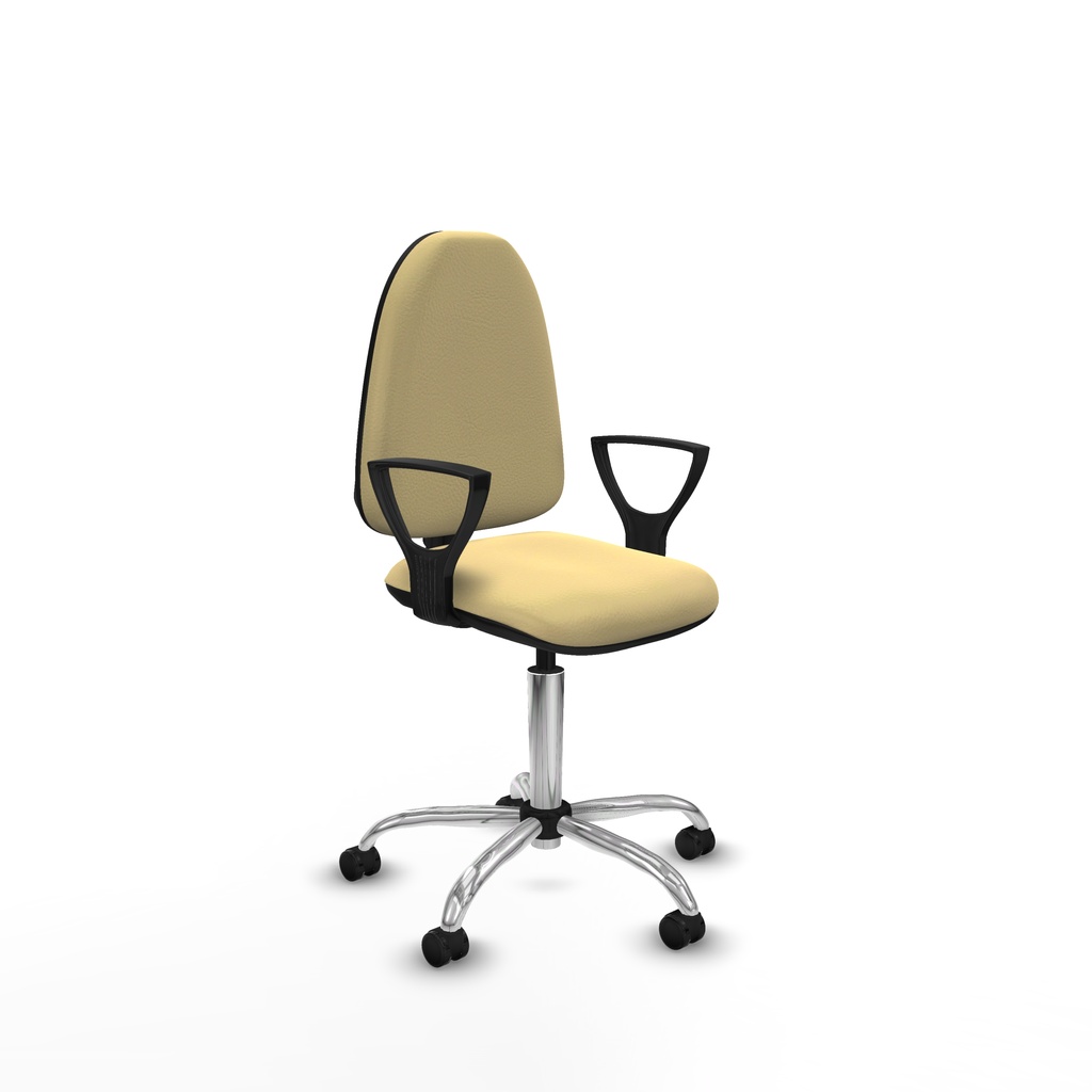 Aýna CP similpiel crema brazos fijos base cromada ruedas engomadas 50mm