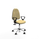 Algarra AS similpiel crema brazos fijos base cromada ruedas nailon 50mm