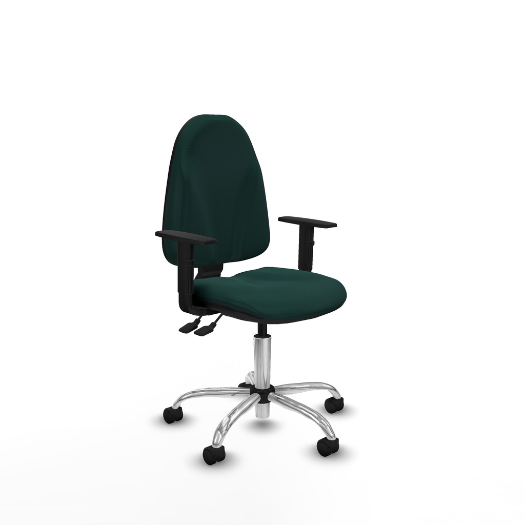 Algarra AS similpiel verde botella brazos 1D base cromada ruedas nailon 50mm