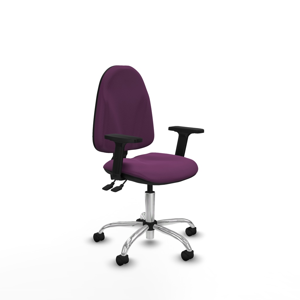 Algarra AS similpiel morado brazos 2D base cromada ruedas nailon 50mm